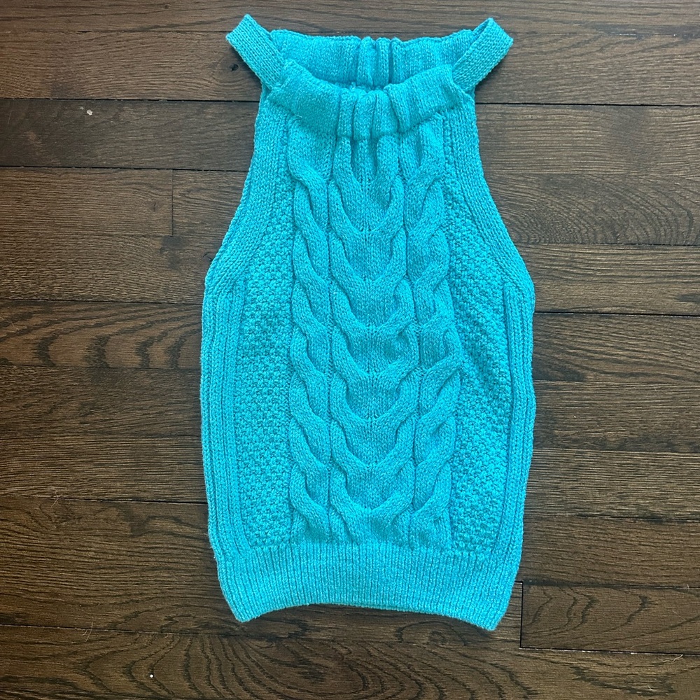Pilcro Blue Turtle Neck Cable Knit Sweater